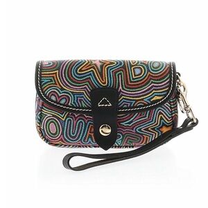 Dooney & Bourke Multicolor Psychedelic Print Wristlet with Black Trim